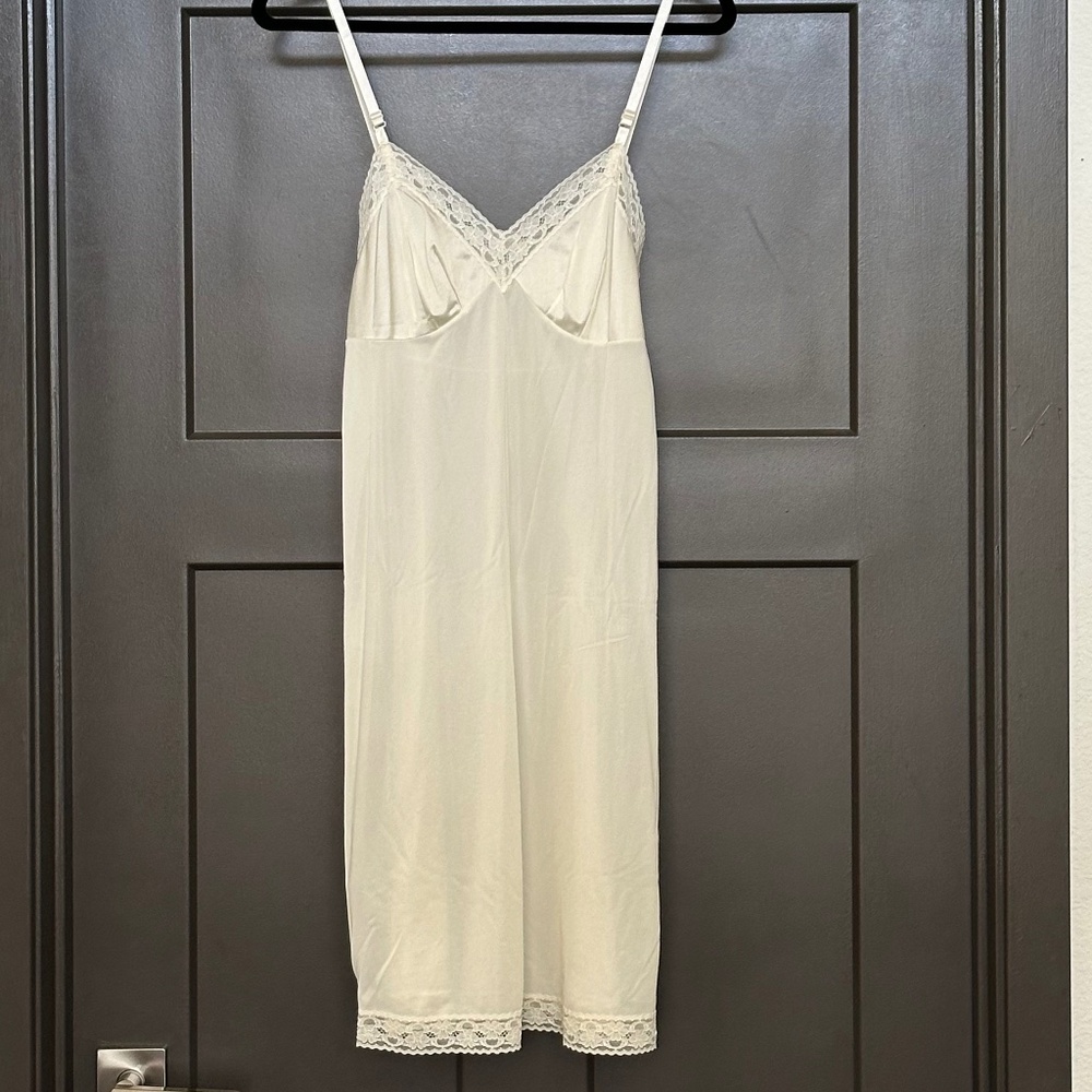 VANITY FAIR | satin and lace slip dress